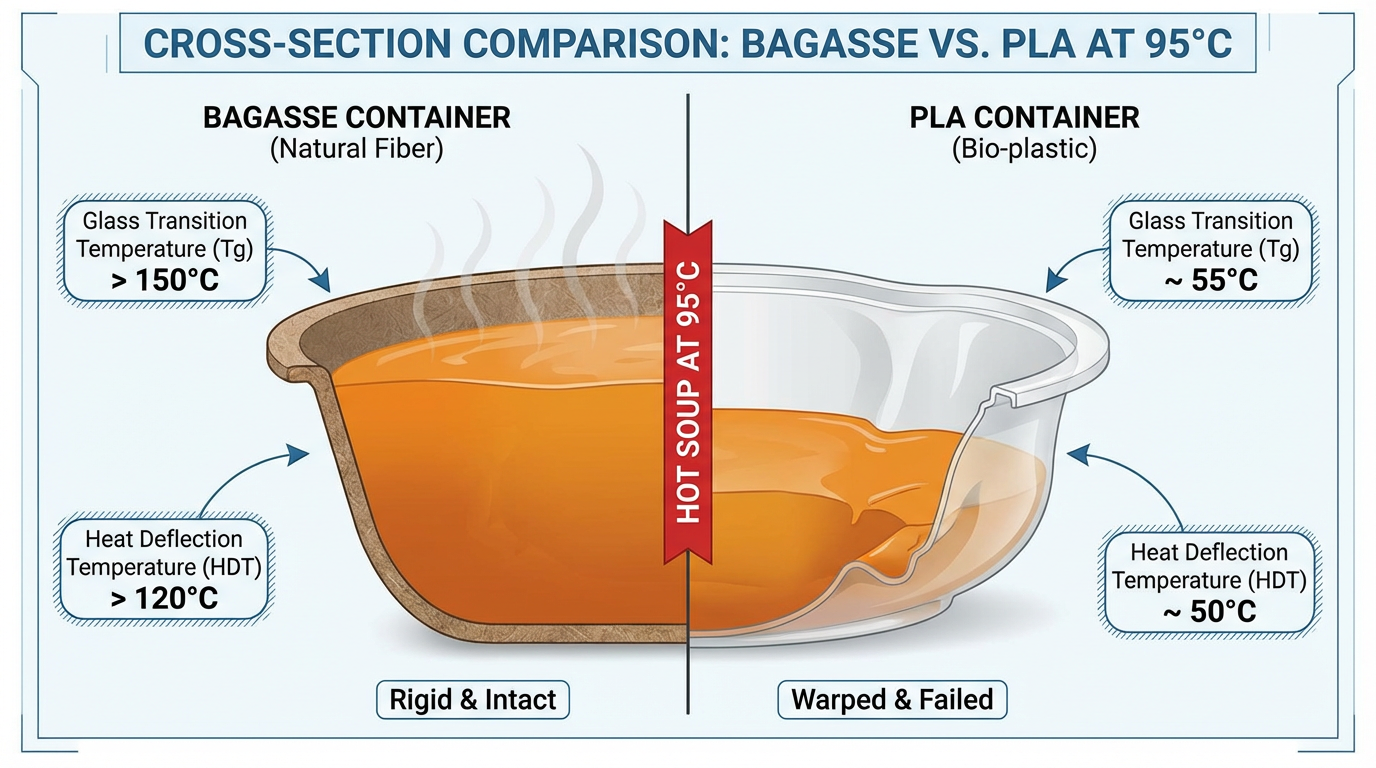 Thermal Degradation Analysis: Why Bagasse Outperforms PLA in Singapore's Hawker Centers