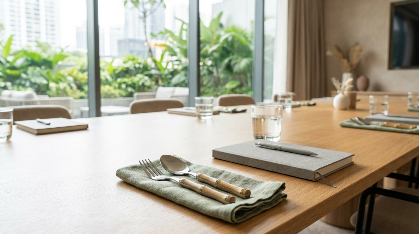 Premium Eco-Friendly Tableware in Corporate Setting